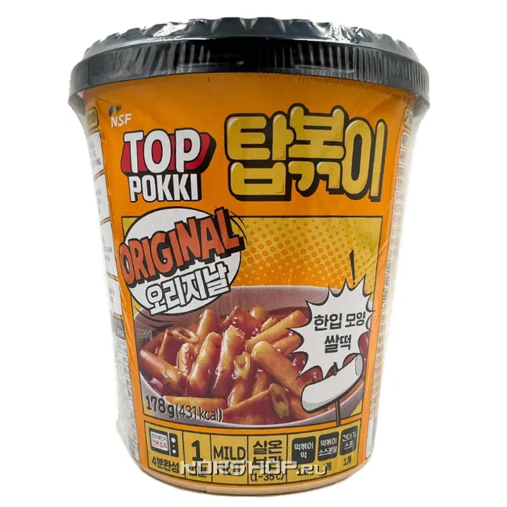 Рисовые палочки Токпокки с оригинальным вкусом (стакан) Top Pokki NSF, Корея, 178 г