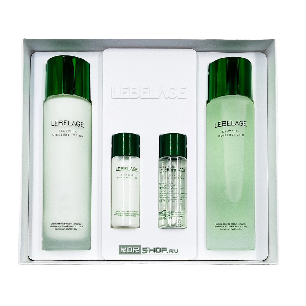 Увлажняющий набор для лица с центеллой (тонер 150 мл, тонер 30 мл, лосьон 150 мл, лосьон 30 мл) Centella Moisture 2SET Lebelage, Корея Увлажняющий набор для лица с центеллой (тонер 150 мл, тонер 30 мл, лосьон 150 мл, лосьон 30 мл) Centella Moisture 2SET Lebelage, Корея