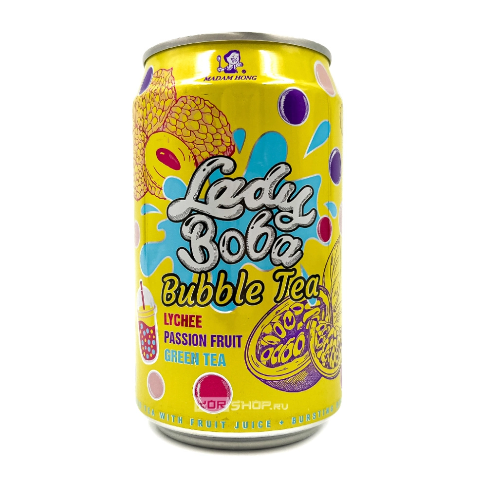 Напиток холодный чай Бабл Ти со вкусом личи и маракуйи Bubble Tea Lady Boba Madam Hong, Тайвань, 320 мл Напиток холодный чай Бабл Ти со вкусом личи и маракуйи Bubble Tea Lady Boba Madam Hong, Тайвань, 320 мл