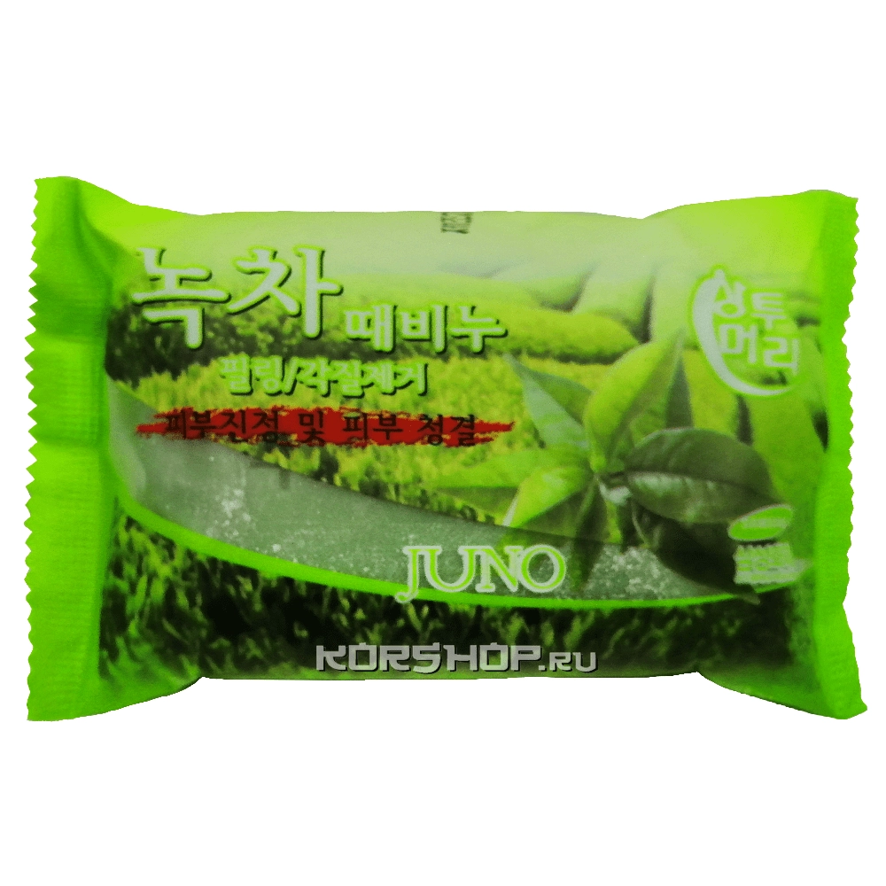 Отшелушивающее мыло с зеленым чаем Juno, Корея, 120 г