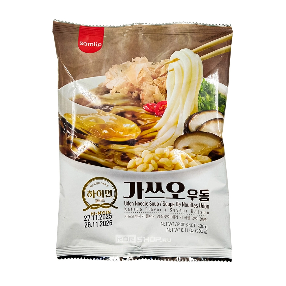 Лапша удон б/п со вкусом копчёного тунца Udon Noodle Soup Katsuo Flavor Hi-Myun Samlip, Корея, 230 г Лапша удон б/п со вкусом копчёного тунца Udon Noodle Soup Katsuo Flavor Hi-Myun Samlip, Корея, 230 г
