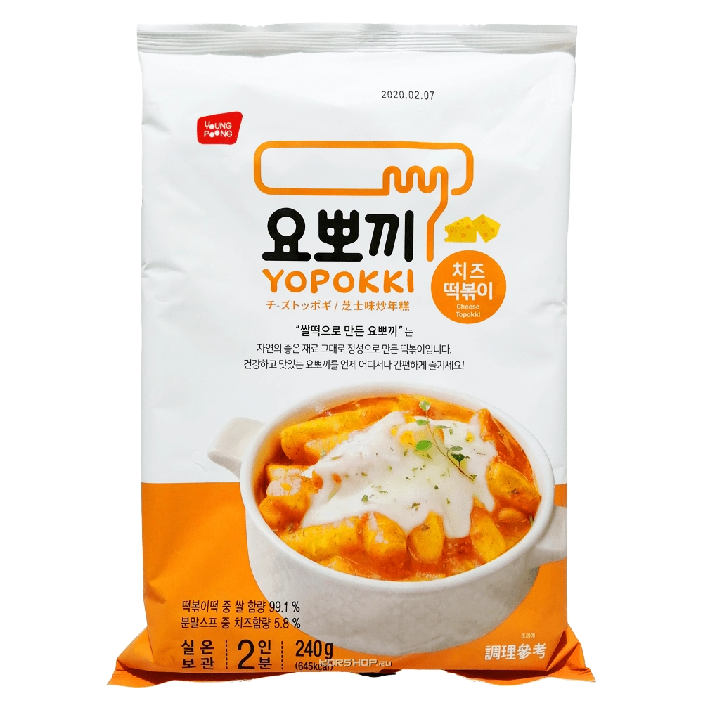 Рисовые палочки токпокки в сырном соусе Cheese Yopokki (2 порции), Корея, 240 г