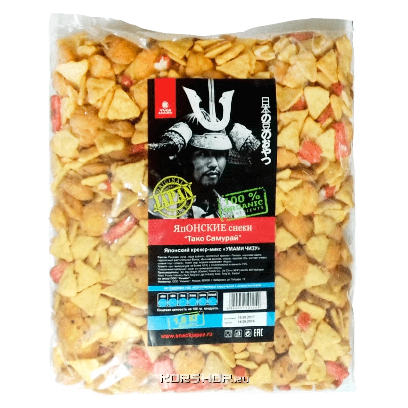 Японские рисовые крекеры Умами Чизу Тако Самурай, 900 г Японские рисовые крекеры Умами Чизу Тако Самурай, 900 г