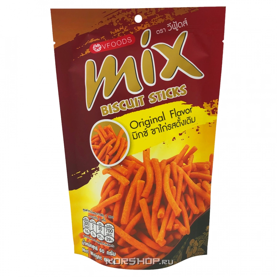 Хрустящие палочки с оригинальным вкусом Mix VFoods, Таиланд, 50 г Хрустящие палочки с оригинальным вкусом Mix VFoods, Таиланд, 50 г