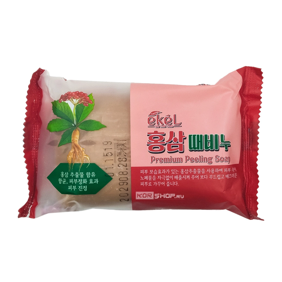 Пилинг-мыло отшелушивающее с экстрактом женьшеня Peeling Soap Red Ginseng Ekel, Корея, 150 г Пилинг-мыло отшелушивающее с экстрактом женьшеня Peeling Soap Red Ginseng Ekel, Корея, 150 г