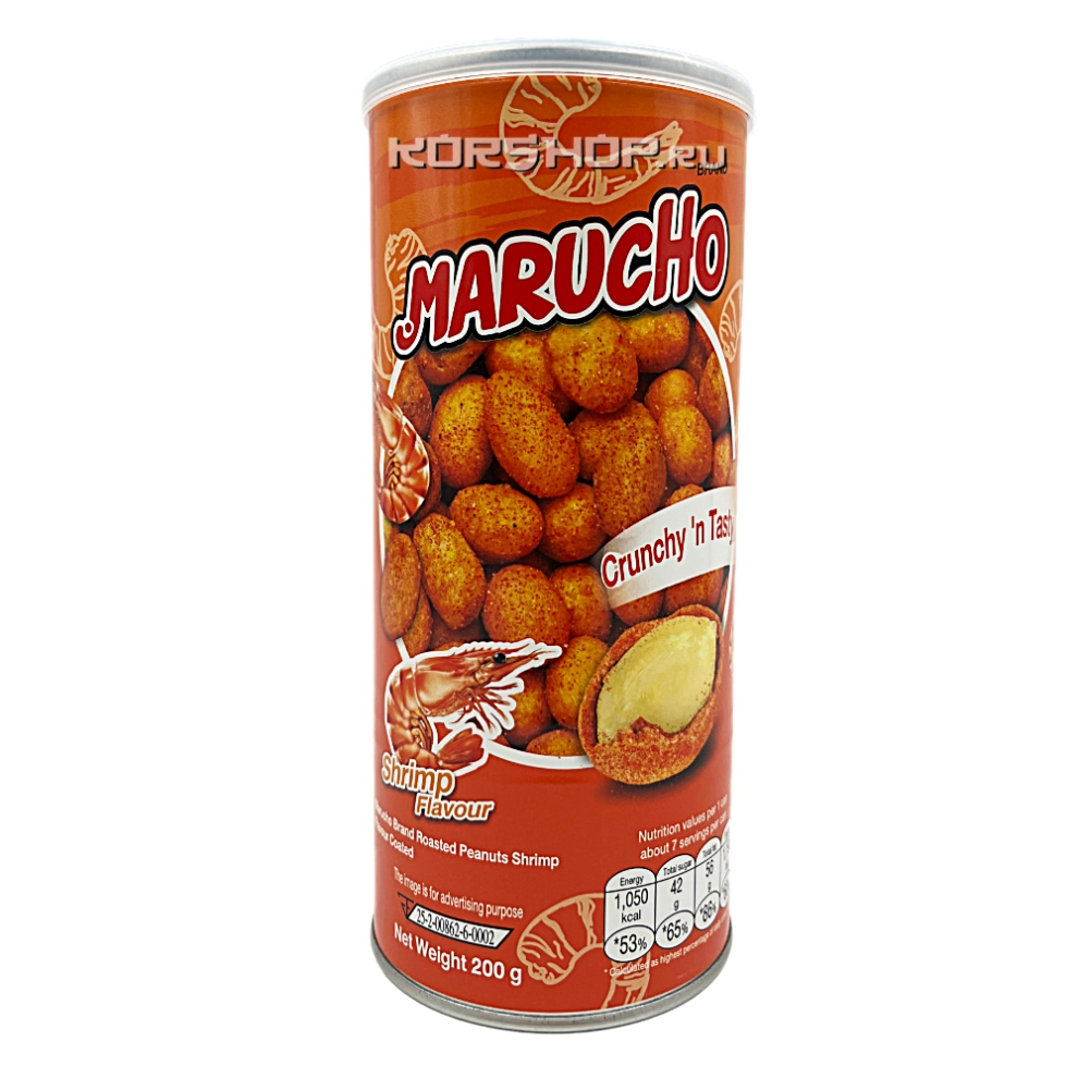 Жареный арахис в глазури со вкусом креветок Marucho, Таиланд, 200 г Жареный арахис в глазури со вкусом креветок Marucho, Таиланд, 200 г