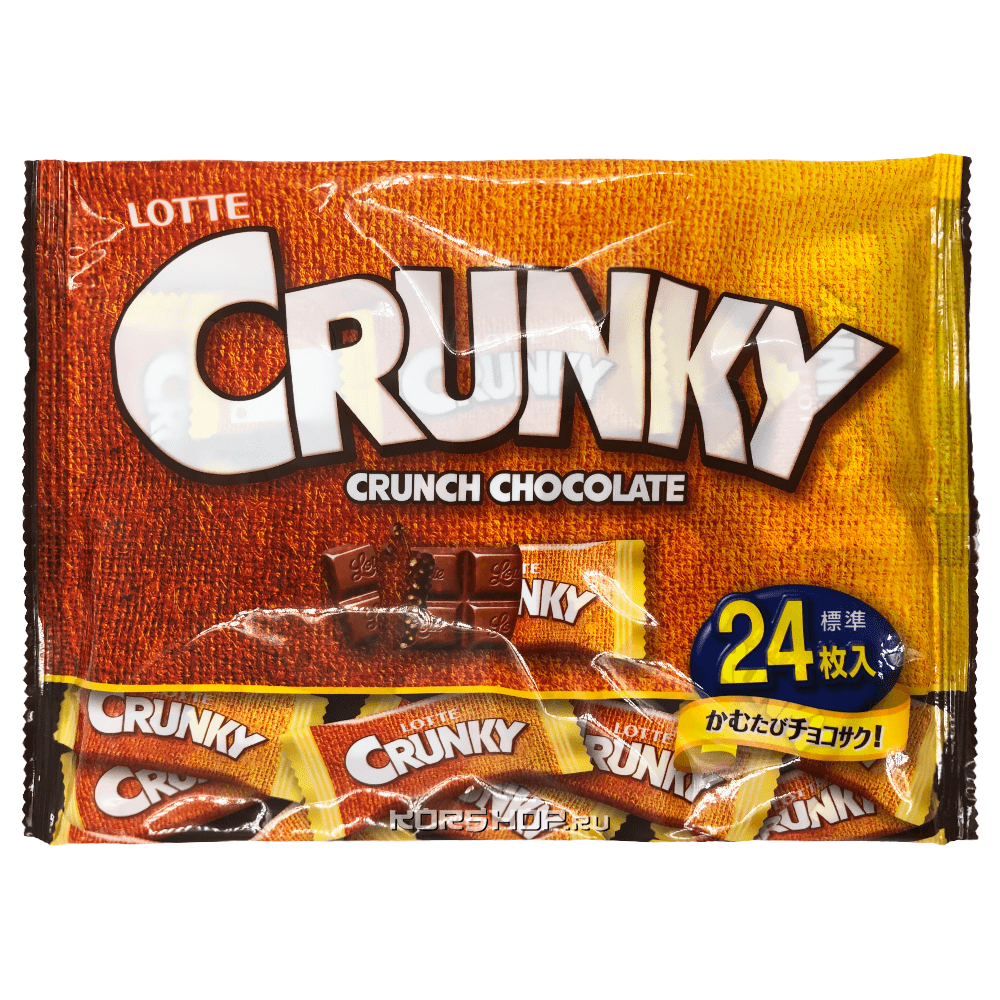 Хрустящий шоколад Crunky Lotte (семейная пачка), Япония, 85 г.