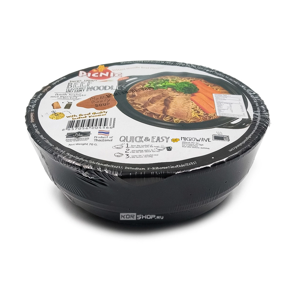 Лапша б\п со вкусом говядины Picnic (чашка), Таиланд, 70 г Лапша б\п со вкусом говядины Picnic (чашка), Таиланд, 70 г