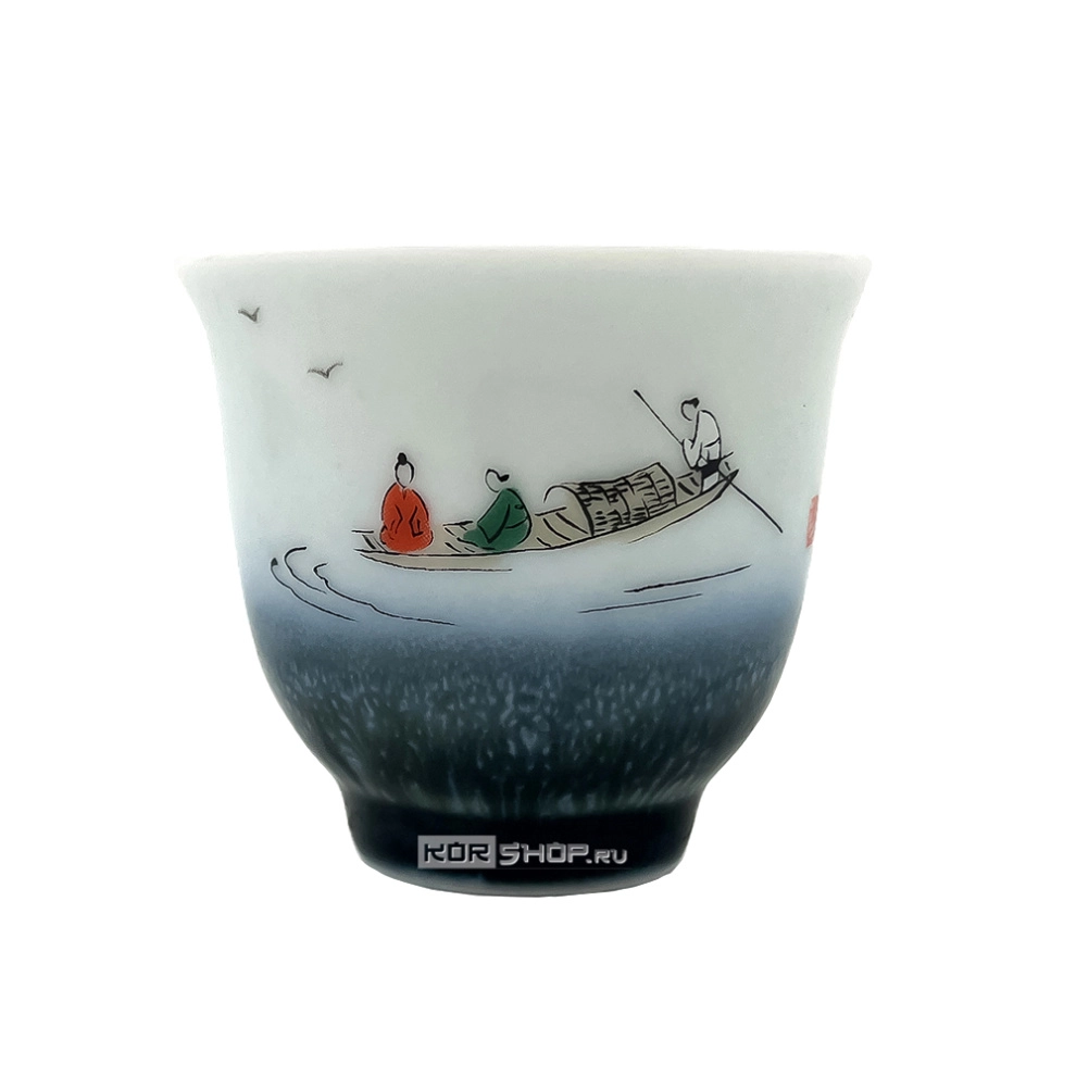 Чашка из фарфора «Рыбаки в лодке», Китай, 50 мл