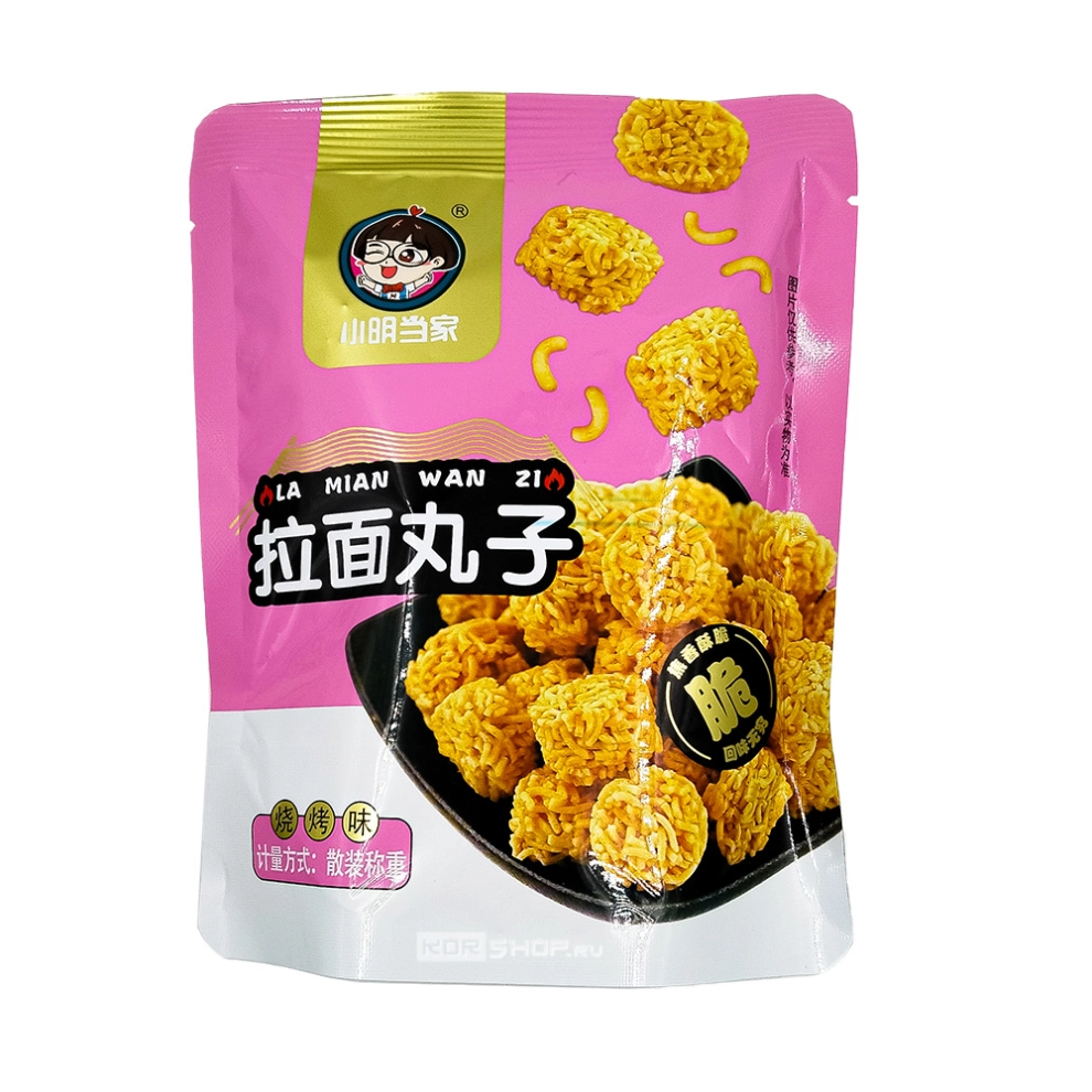 Снеки со вкусом барбекю в виде шариков из лапши XiaoMingDangJia, Китай, 65 г