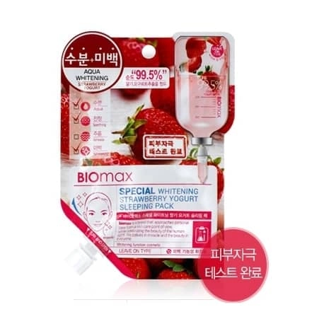 Отбеливающая ночная маска Biomax Special с экстрактами клубники и йогурта, Корея, 17 мл...