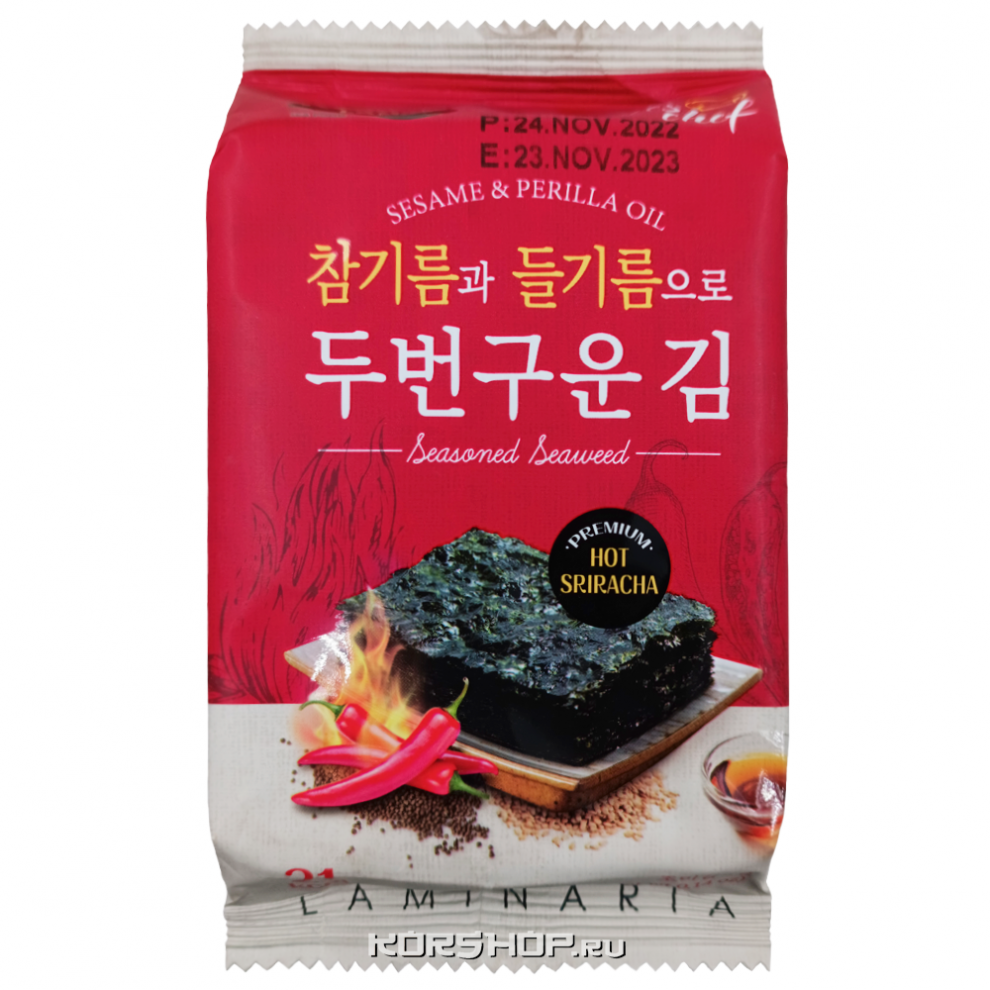 Сушеная морская капуста со вкусом острого соуса шрирача Nori Land Manjun, Корея, 4 г