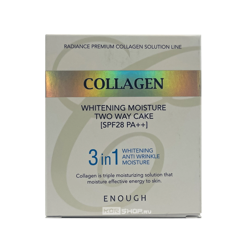 Пудра для светлой кожи (тон №13) со сменным блоком Collagen Whitening Moisture Two Way Cake SPF28 PA+++ Enough, Корея, 13 г + 13 г Пудра для светлой кожи (тон №13) со сменным блоком Collagen Whitening Moisture Two Way Cake SPF28 PA+++ Enough, Корея, 13 г + 13 г