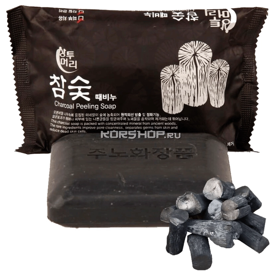 Туалетное мыло с древесным углем Juno, Корея, 150 г Туалетное мыло с древесным углем Juno, Корея, 150 г