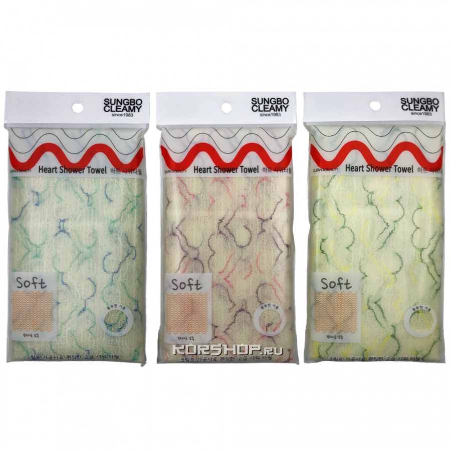 Мочалка для тела с плетением «Сетка» Heart Shower Towel (28*95 см), Корея Мочалка для тела с плетением «Сетка» Heart Shower Towel (28*95 см), Корея