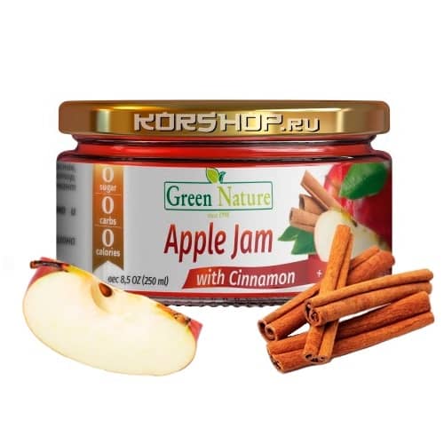 Бескалорийный джем с яблоком, корицей и L-карнитином Jam Apple Cinamon + L-carnitine Green Nature, 250 мл