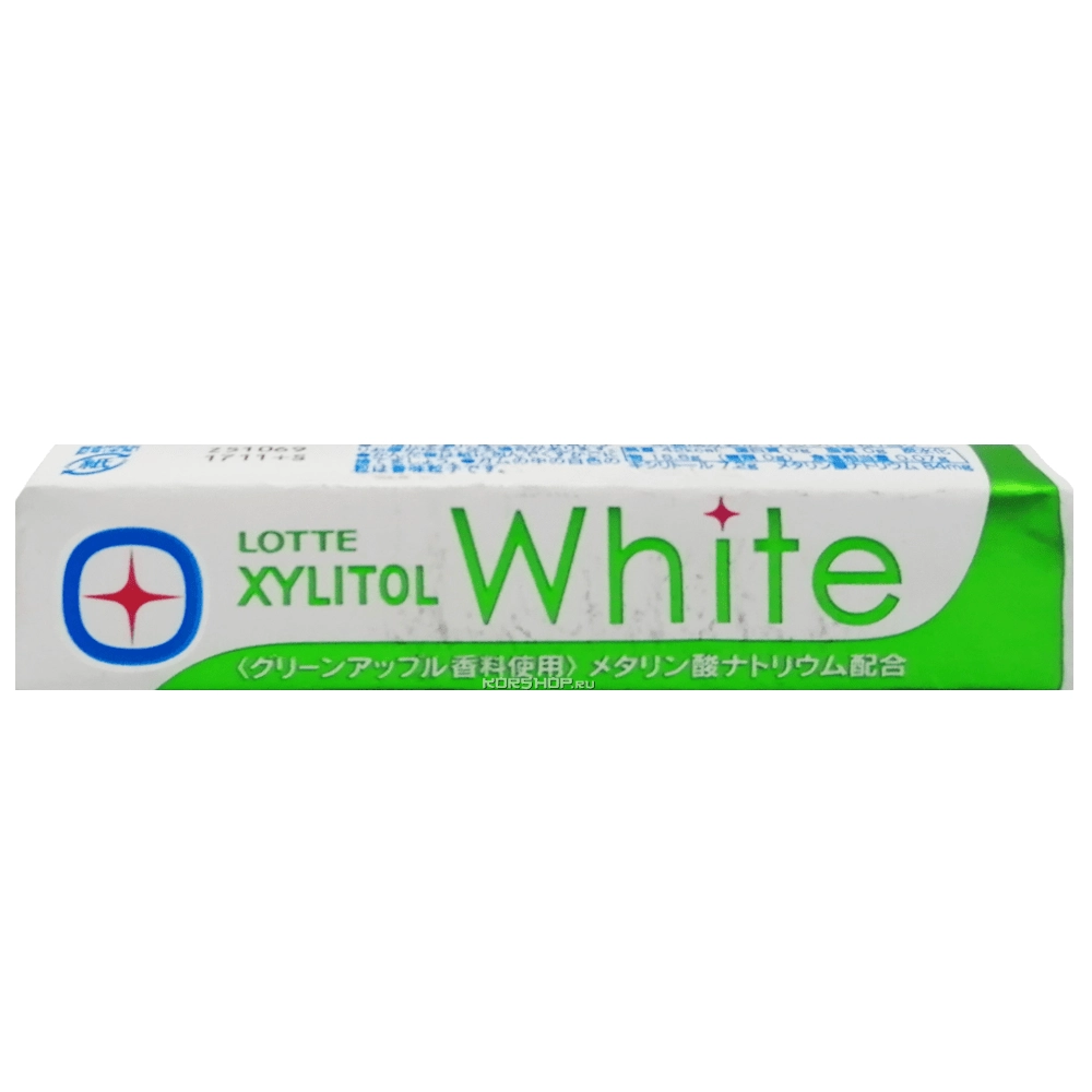 Жевательная резинка со вкусом зеленого яблока Xylitol White Lotte, Япония, 21 г