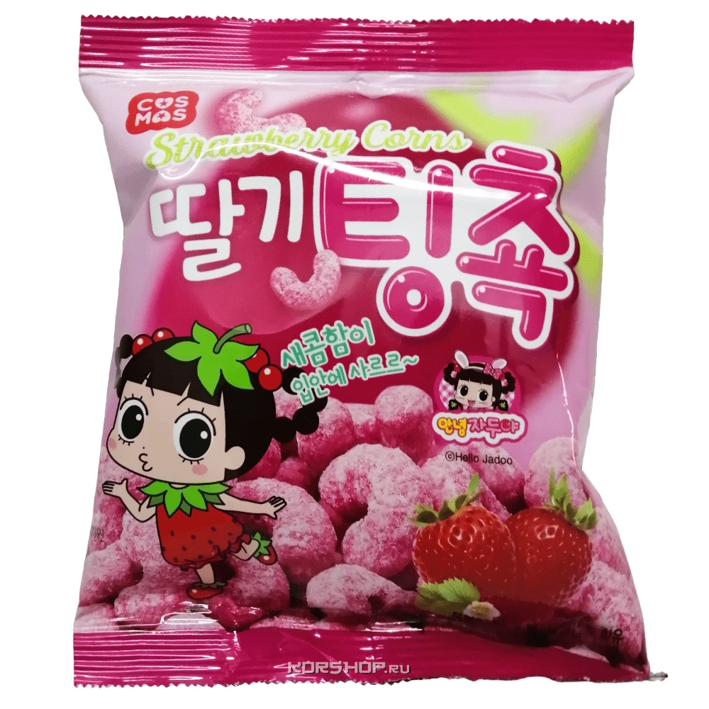 Кукурузные палочки со вкусом клубники Cosmos, Корея, 27 г