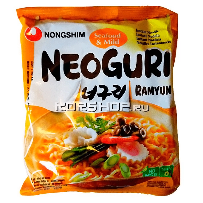 Лапша Неогури среднеострая с морепродуктами Neoguri Seafood Mild (в пачке) Nongshim, Корея 120 г Лапша Неогури среднеострая с морепродуктами Neoguri Seafood Mild (в пачке) Nongshim, Корея 120 г