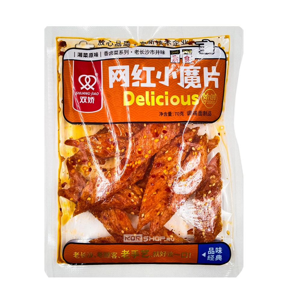 Снеки соевые ломтики остро-пряные Shuangjiao, Китай, 70 г