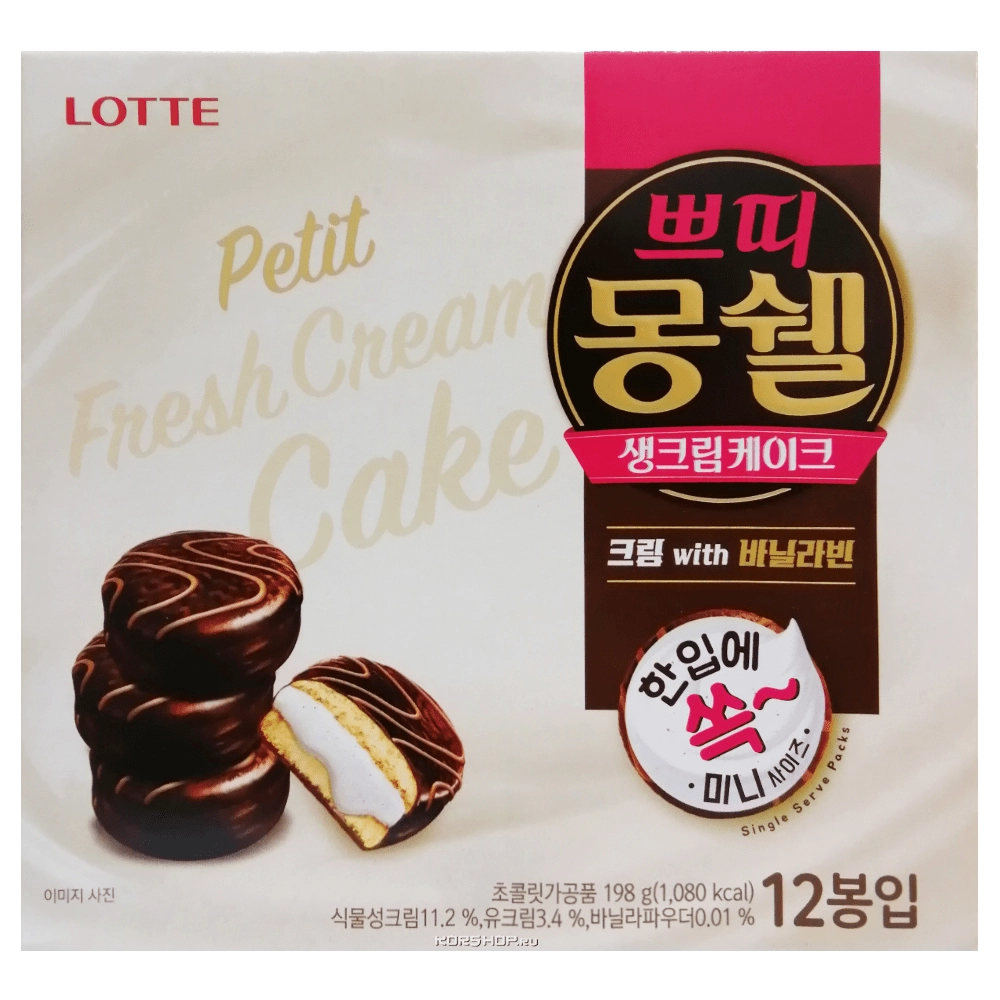 Бисквитные пирожные в шоколаде Petit Fresh Dream Cake Cream Lotte, Корея, 198 г