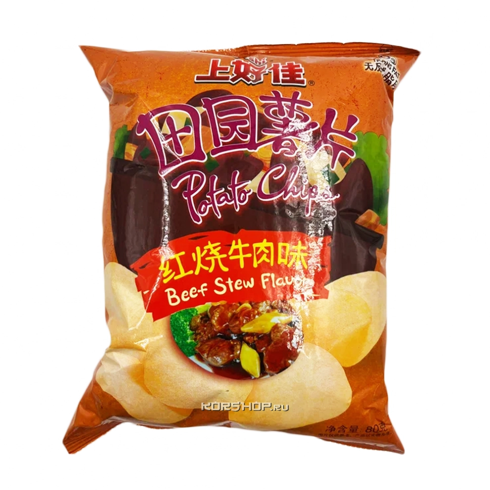 Чипсы со вкусом тушёной говядины Oishi, Китай, 80 г
