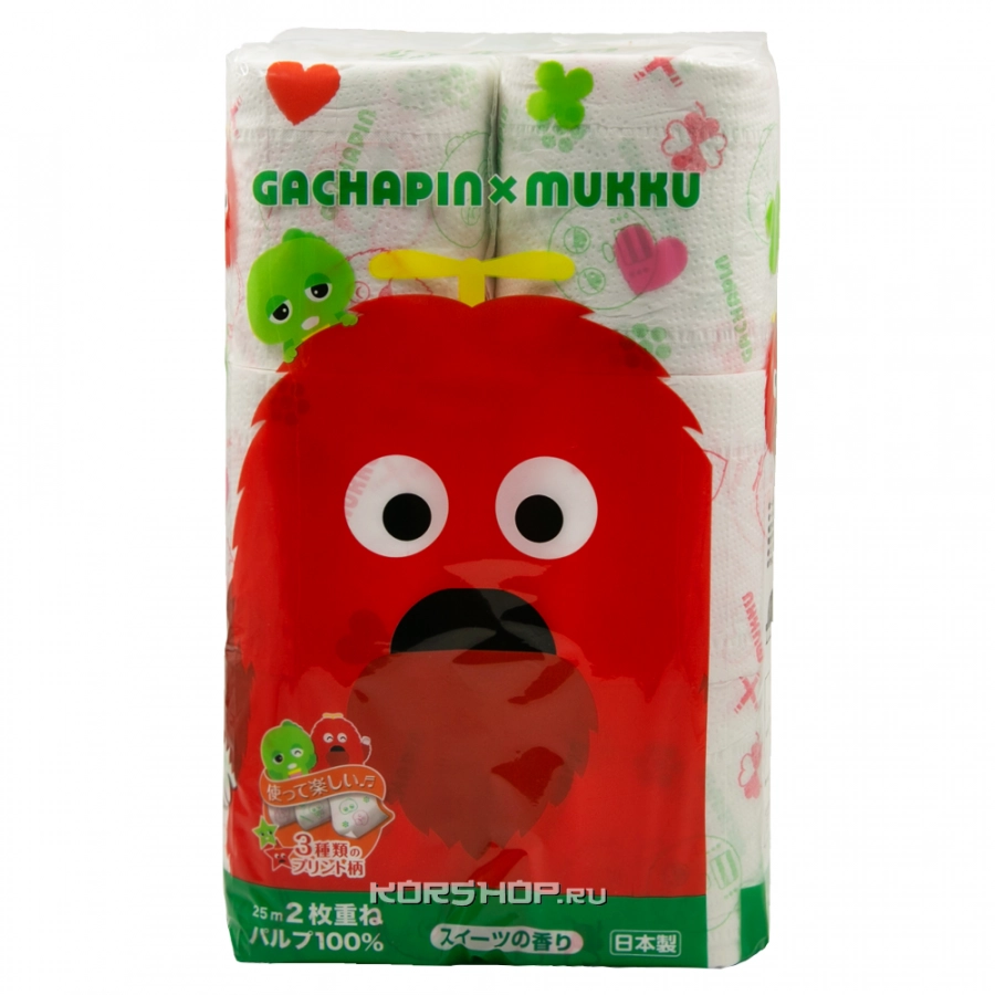 Туалетная бумага Gachapin Mukku Regular Marutomi (2 слоя), Япония