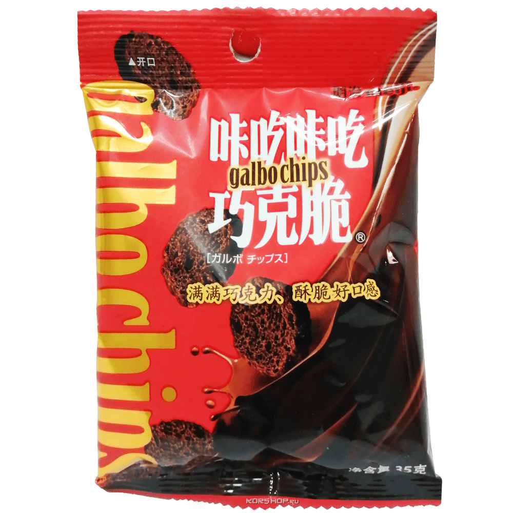 Сладкие сухарики со вкусом молочного шоколада Gaibo Chips Meiji, Китай, 35 г