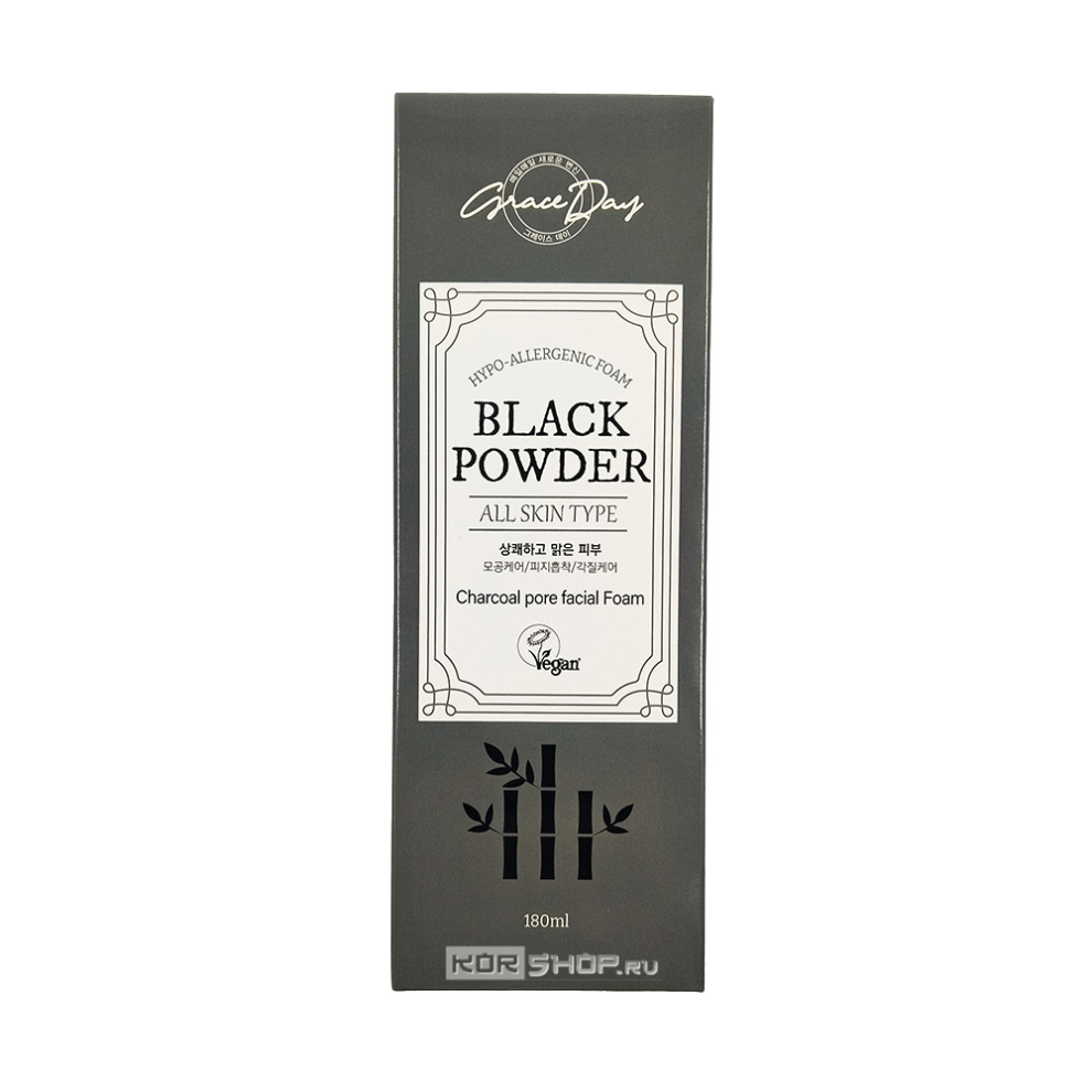 Пенка с древесным углем для глубокого очищения проблемной кожи Black Powder Charcoal Pore Facial Foam Grace Day, Корея, 180 мл Пенка с древесным углем для глубокого очищения проблемной кожи Black Powder Charcoal Pore Facial Foam Grace Day, Корея, 180 мл