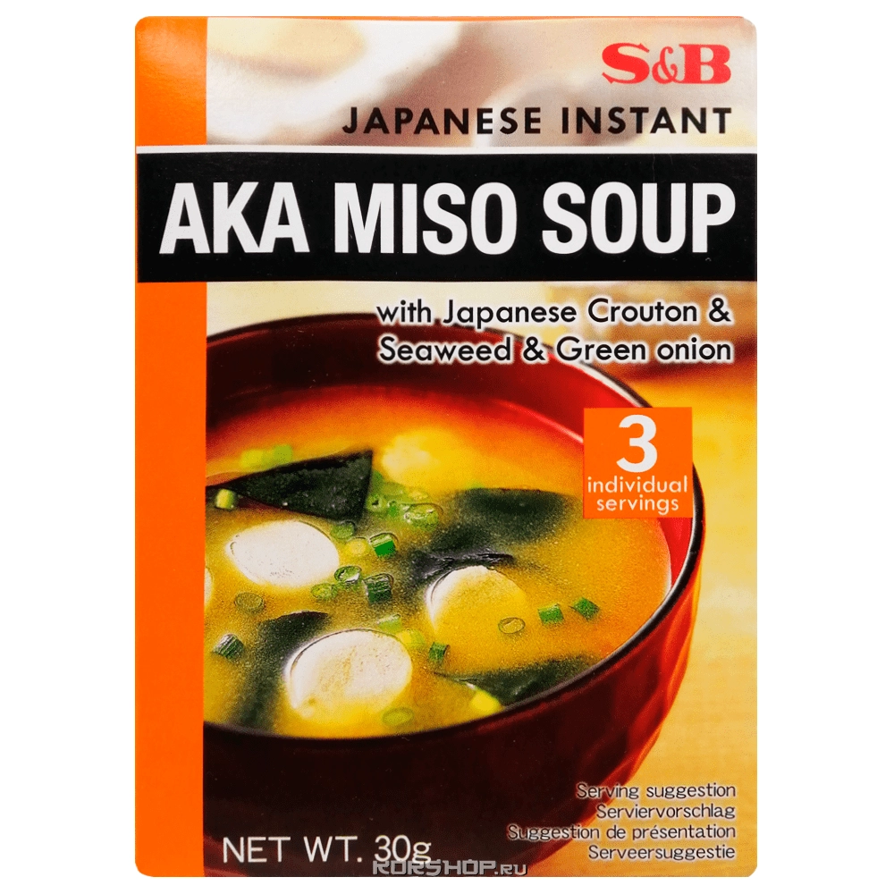 Суп ака мисо быстрого приготовления S and B S&B, Япония, 30 г Суп ака мисо быстрого приготовления S and B S&B, Япония, 30 г