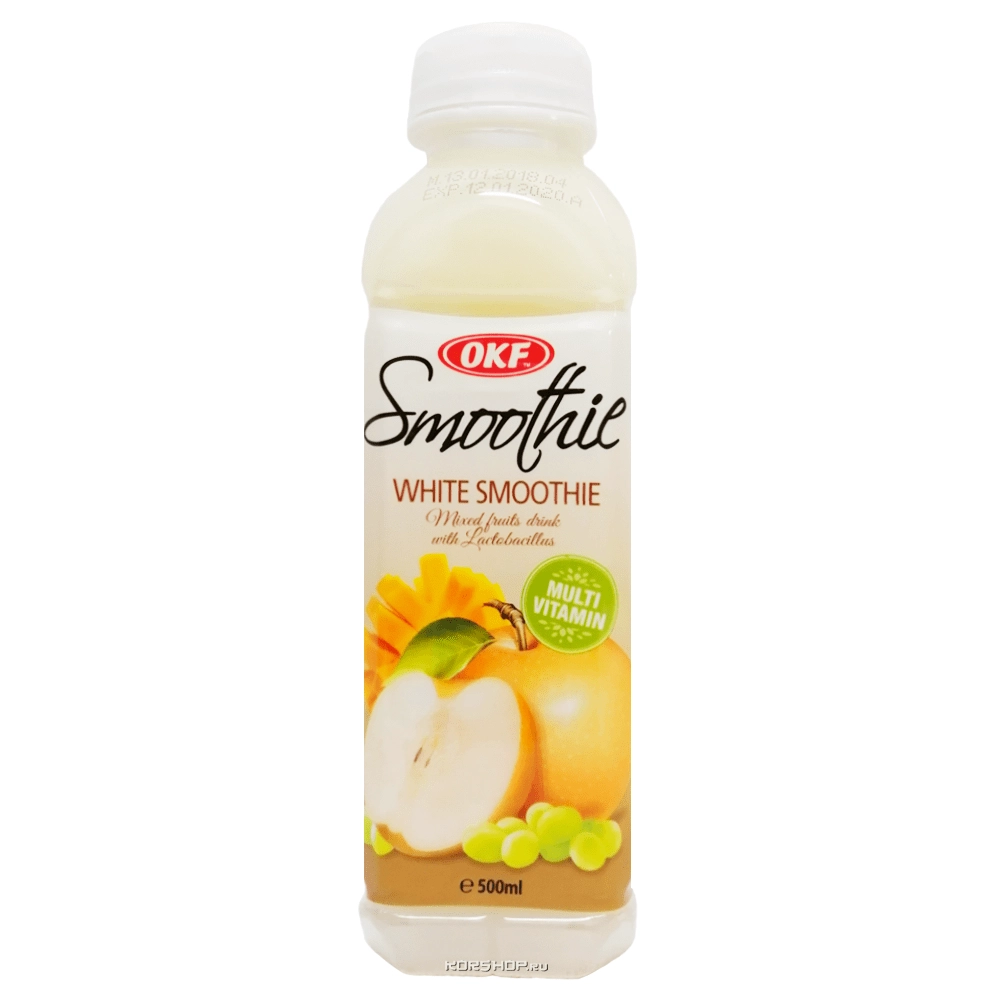 Витаминный напиток с лактобактериями Смузи Smoothie White OKF (зеленый виноград, яблоко, манго), Корея, 500 мл