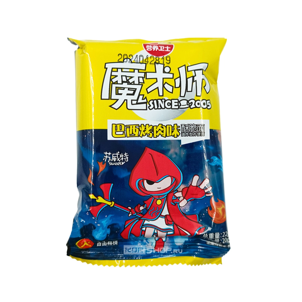 Чипсы из жареной лапши со вкусом бразильского барбекю Magician Crispy Noodle Snack Brazil Barbeque Yingyangweishi / Nutrition Guard, Китай, 20 г Чипсы из жареной лапши со вкусом бразильского барбекю Magician Crispy Noodle Snack Brazil Barbeque Yingyangweishi / Nutrition Guard, Китай, 20 г