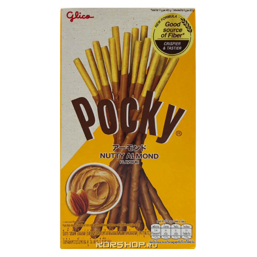 Бисквитные палочки в миндальной глазури Nutty Almond Pocky Glico, Таиланд, 43,5 г