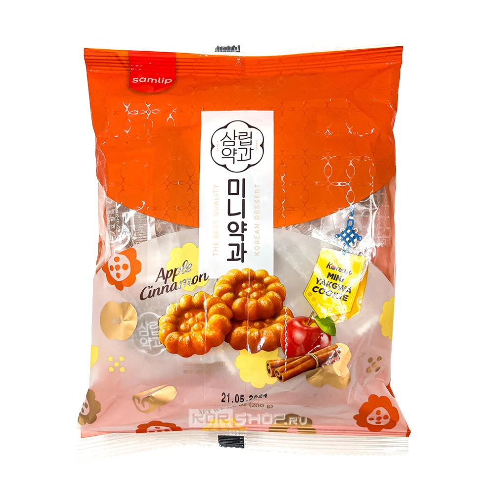 Корейское печенье Якква мини со вкусом яблока с корицей Korean Mini Yakgwa Cookie (Apple Cinnamon) Samlip, Корея, 200 г Корейское печенье Якква мини со вкусом яблока с корицей Korean Mini Yakgwa Cookie (Apple Cinnamon) Samlip, Корея, 200 г