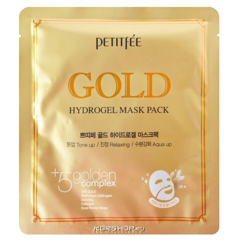 Гидрогелевая омолаживающая маска для лица с частичками золота Petitfee, Корея, 30 г