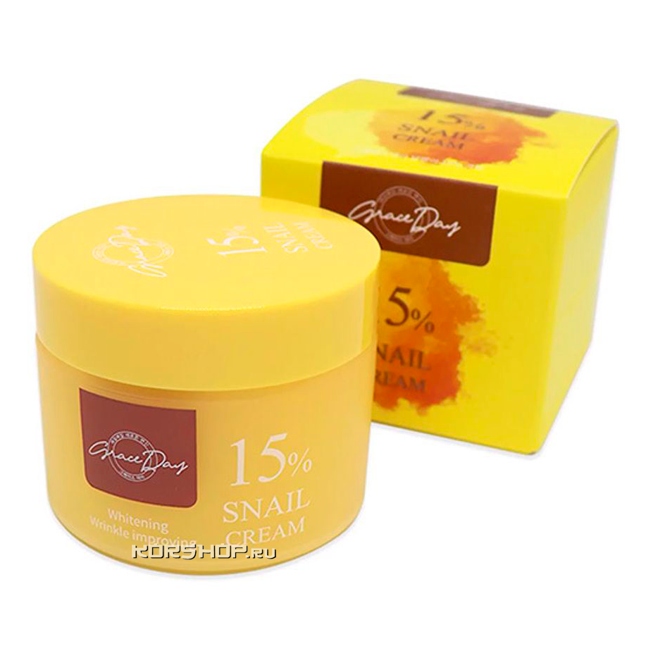 Восстанавливающий крем с муцином улитки Snail 15% Cream Grace Day, Корея, 50 мл