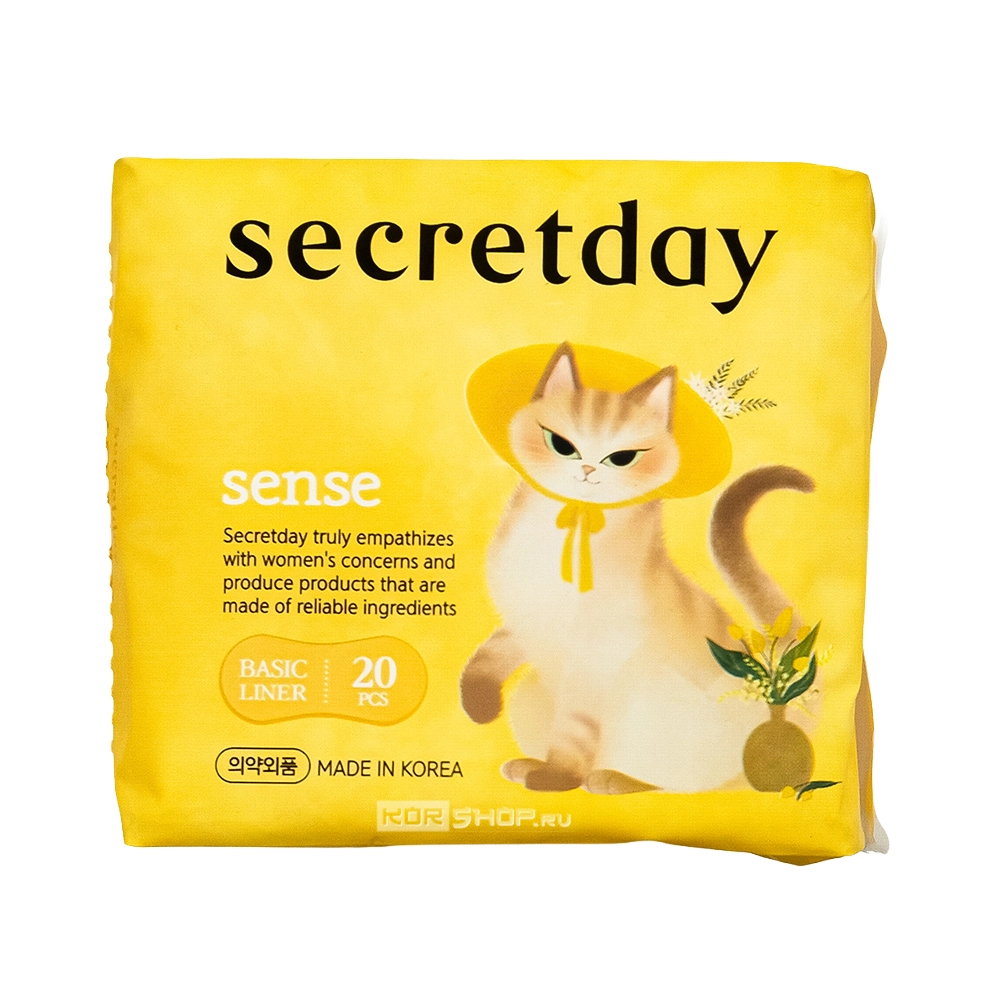 Ультратонкие дышащие ежедневные прокладки SecretDay Sense 15 см (20 шт), Корея