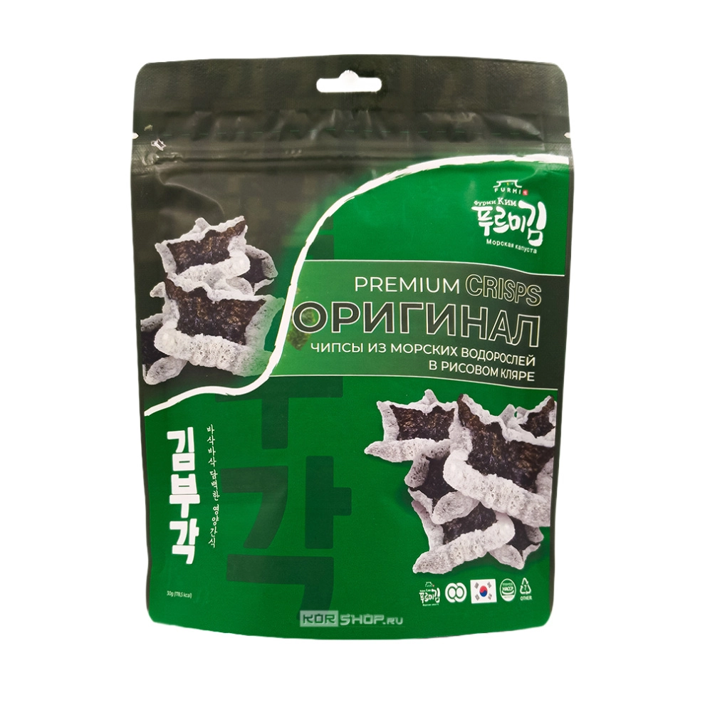 Хрустящие чипсы из морской капусты с оригинальным вкусом Furmi Kim, Корея, 30 г Хрустящие чипсы из морской капусты с оригинальным вкусом Furmi Kim, Корея, 30 г