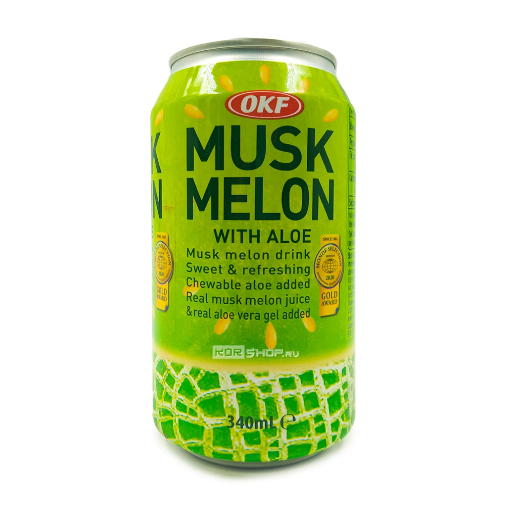 Напиток «Дыня + Алоэ» фруктовый освежающий Musk Melon With Aloe OKF, Корея, 340 мл