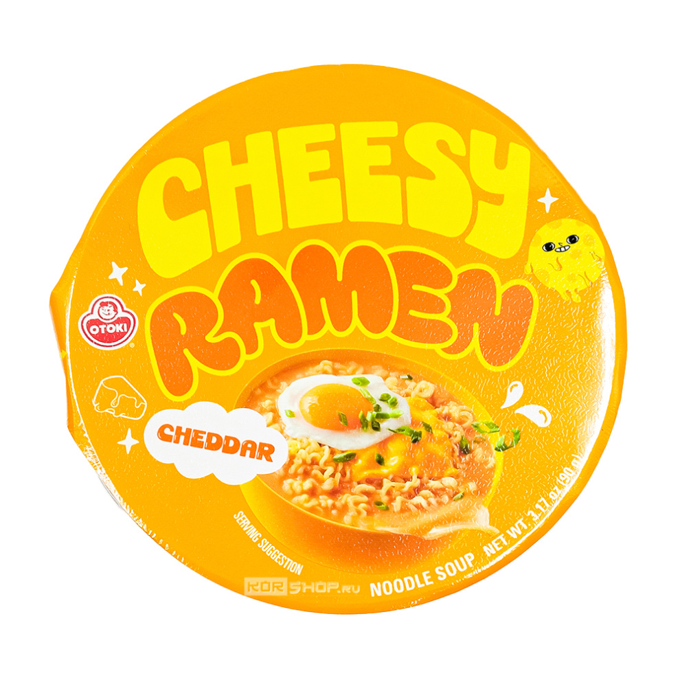 Лапша б/п со вкусом сыра чеддер Чиз Рамен Cheesy Ramen Cheddar Otoki (Ottogi), Корея, 90 г