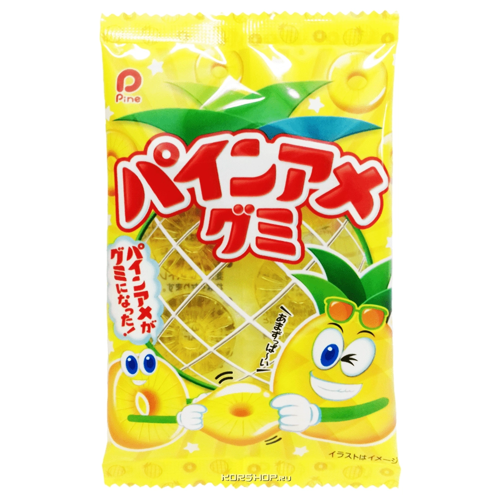 Жевательный мармелад со вкусом ананаса "5 долек" Pine, Япония, 20 г Жевательный мармелад со вкусом ананаса "5 долек" Pine, Япония, 20 г