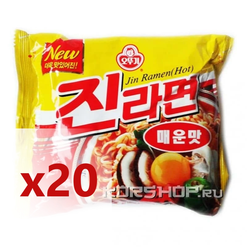 1 кор. Лапша сублимированная Джин рамён (остр.) Оттоги/Ottogi, Корея (20шт *120 г)
