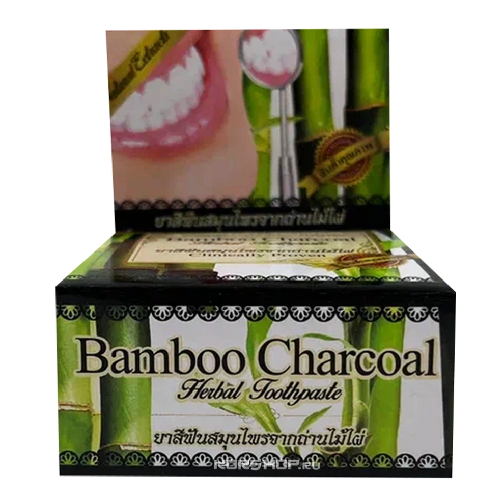 Травяная зубная отбеливающая паста с углём Rochjana, Таиланд, 30 г