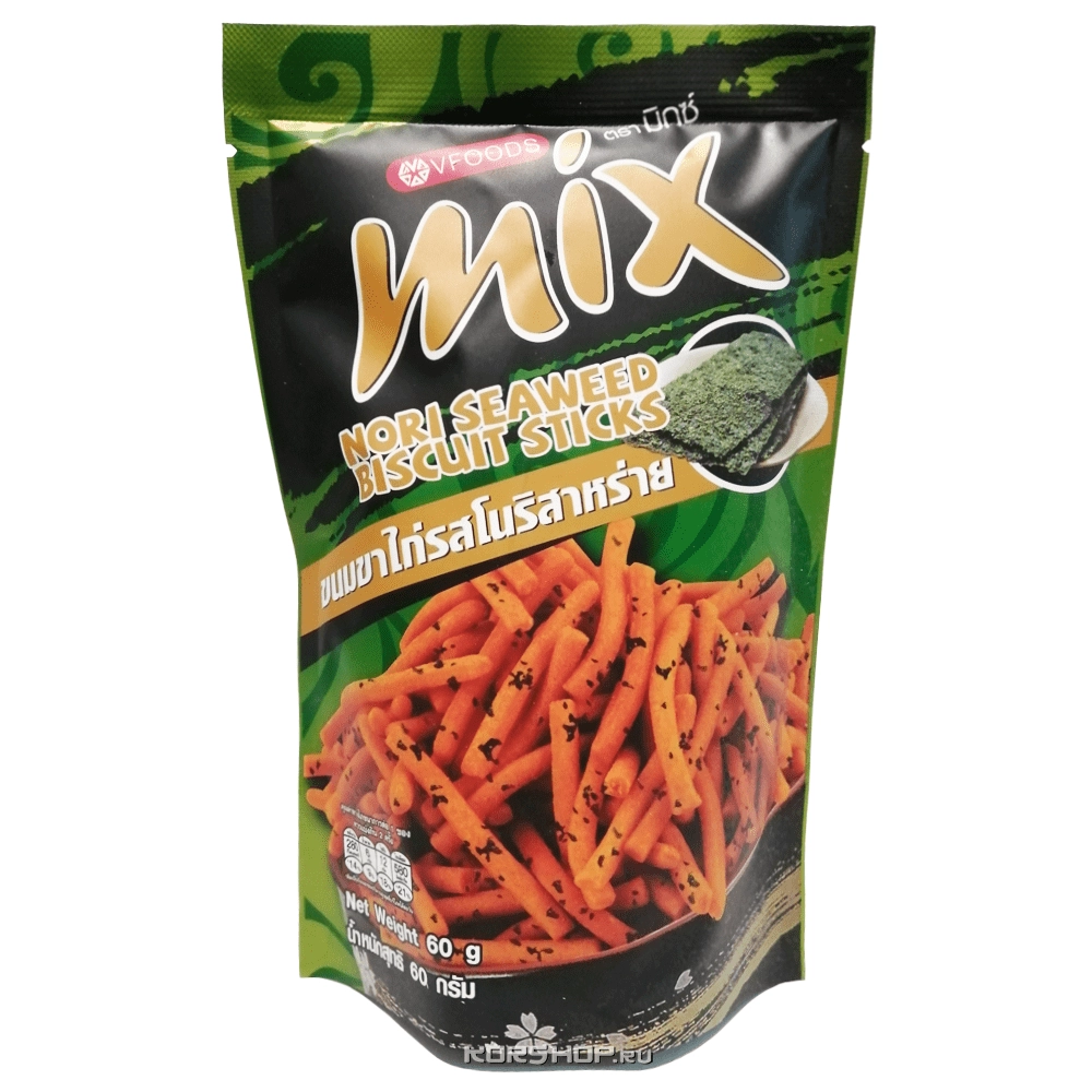 Хрустящие палочки с морскими водорослями Нори Mix VFoods, Таиланд, 60 г Хрустящие палочки с морскими водорослями Нори Mix VFoods, Таиланд, 60 г