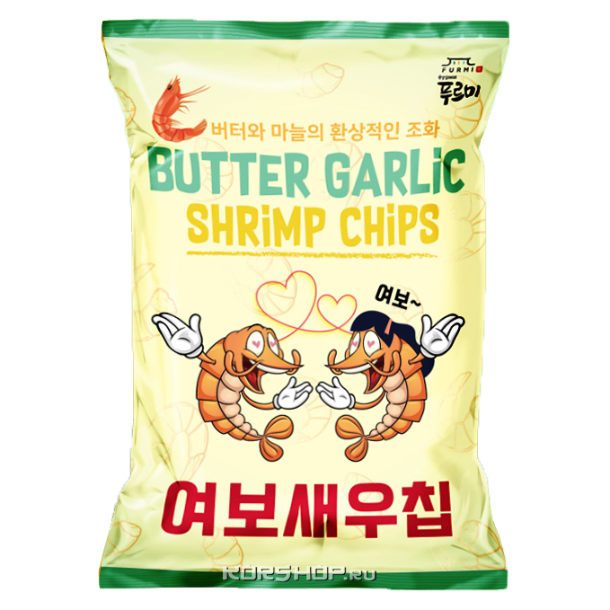 Чипсы с креветками в чесночно-сливочном соусе Butter Garlic Shrimp Chips Furmi, Корея, 80 г