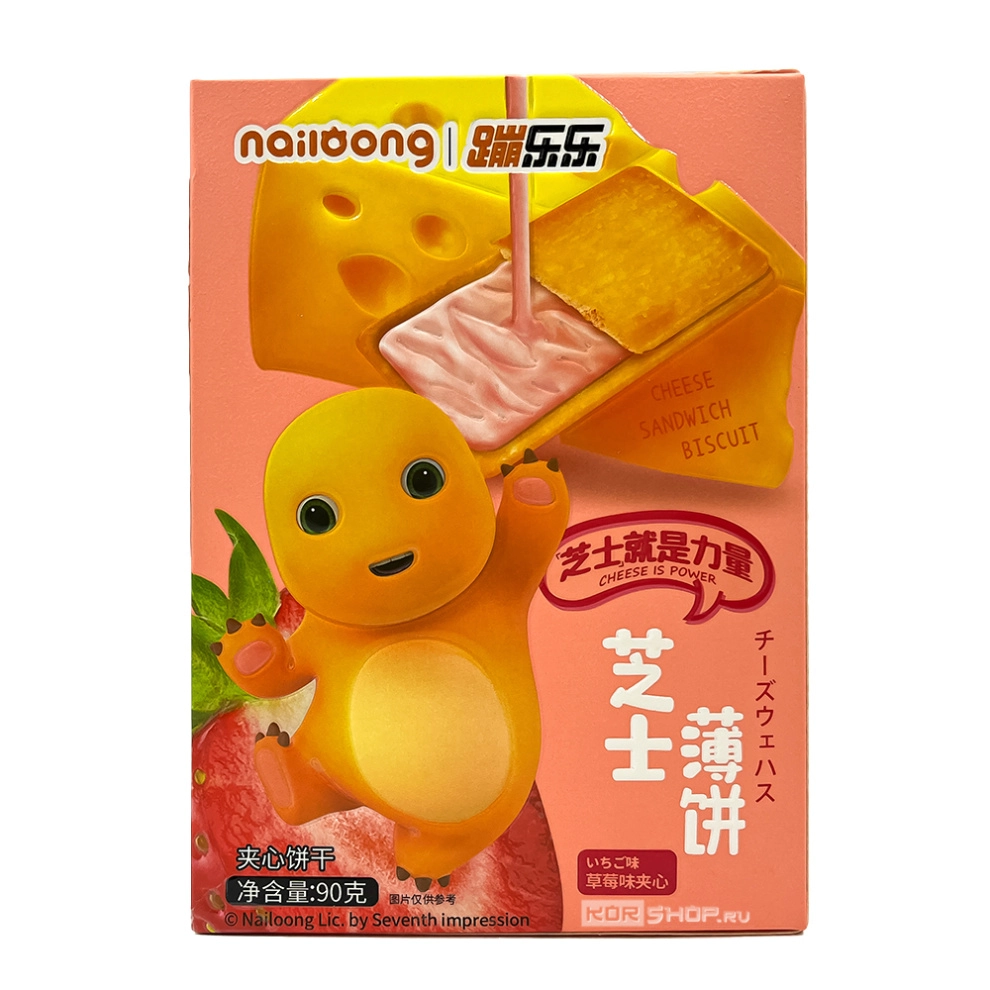 Сырное сэндвич-печенье со вкусом клубники Дракоша Ниалонг, Китай, 90 г