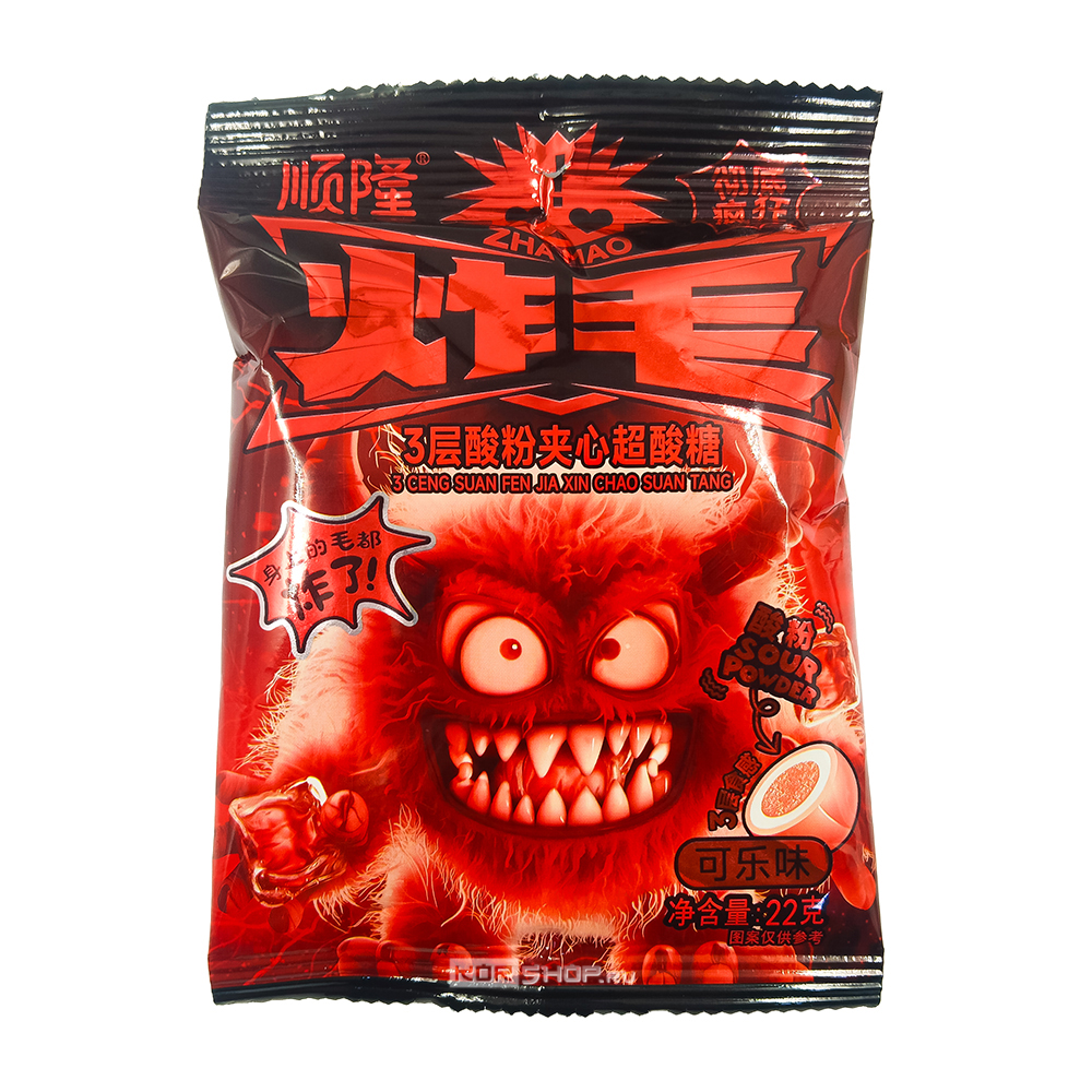 Суперкислые трехслойные конфеты со вкусом кока-колы Shun Long Food, Китай, 22 г