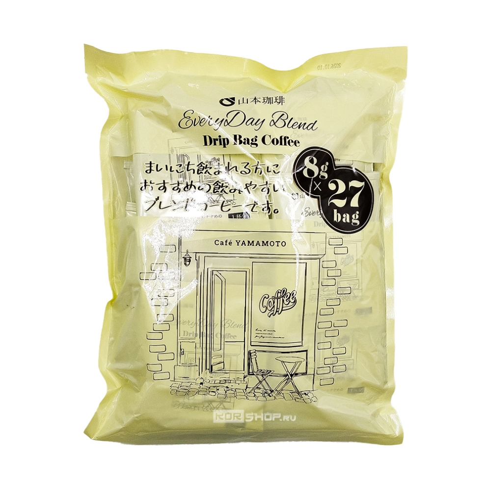 Молотый кофе «Эвридэй бленд» в дрип-пакетах Yamamoto Coffee, Япония, 216 г (8 г * 27 шт.) Молотый кофе «Эвридэй бленд» в дрип-пакетах Yamamoto Coffee, Япония, 216 г (8 г * 27 шт.)