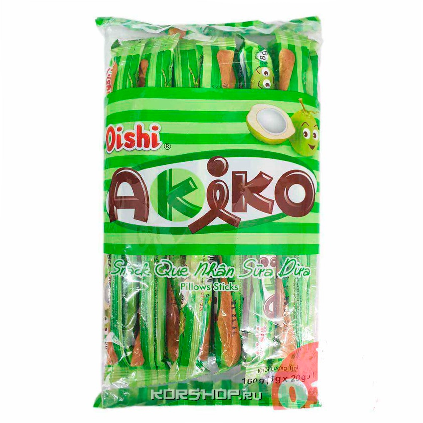 Палочки печенье со вкусом кокосового молока Akiko Oishi, Вьетнам, 160 г