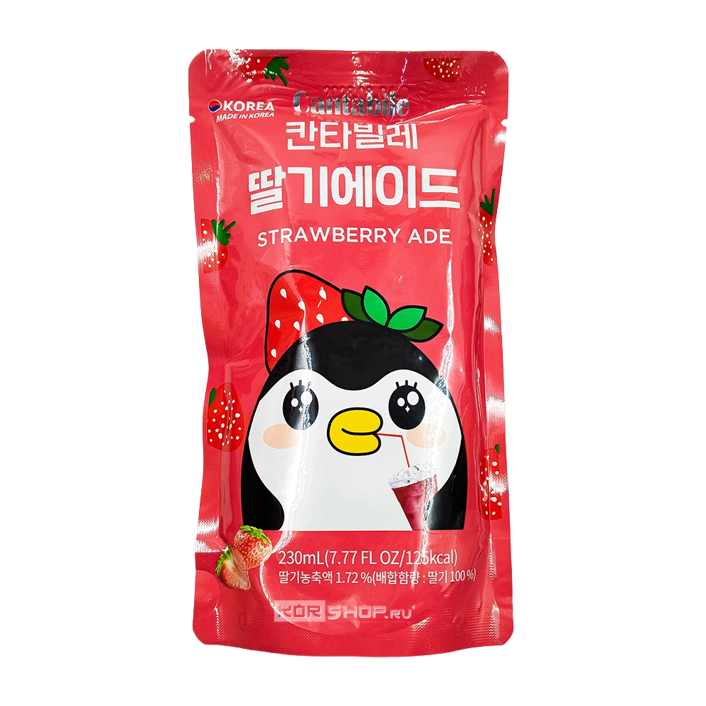 Напиток со вкусом клубники (Strawberry Ade) Кантабиле / Cantabile, Корея, 230 мл